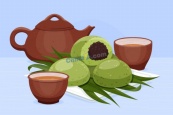 手绘清明节青团插图矢量
