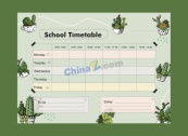 手绘仙人掌学校时间表矢量模板