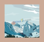 简约山脉风景背景矢量素材