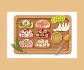 丰富水果三明治盛宴矢量素材