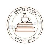 极简咖啡书店标志矢量模板插画