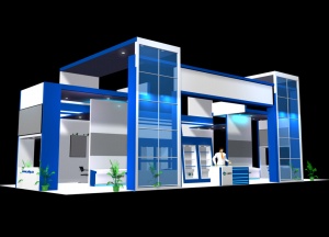 蓝色展厅3D模型效果图