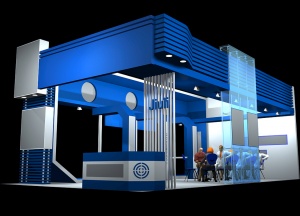 蓝色展厅模型效果图设计