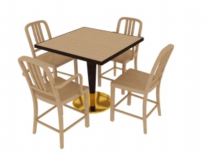 木质餐桌模型效果图