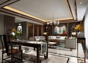 中式奢华客厅家装模型设计