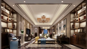中式豪华客厅模型效果图设计
