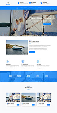 蓝色游艇租赁网站HTML5模板