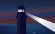 海上灯塔照射flash矢量动画