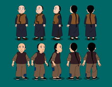 flash卡通古代家仆人物动画