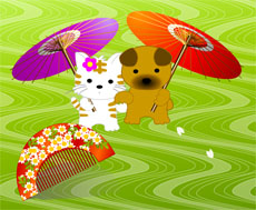 小猫小狗打伞flash动画
