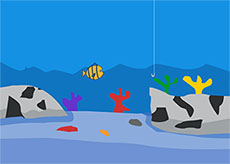卡通海底钓金鱼flash动画