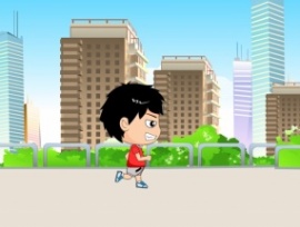 卡通男孩竞走运动flash动画
