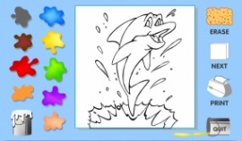 儿童海豚涂色游戏flash动画