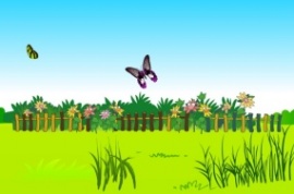 绿色花园蝴蝶花丛中飞舞flash动画