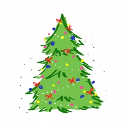 手绘风绿色圣诞树flash动画