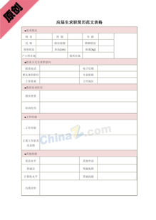 应届生求职简历范文表格