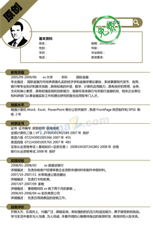 金融投资学个人简历