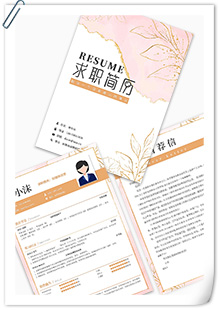 粉金水彩插画风简历模板