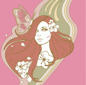 美女花纹潮流矢量图