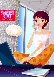 可爱卡通美女矢量图下载
