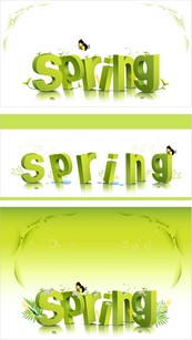 spring花纹立体字矢量图下载