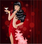 旗袍女性美女矢量图下载