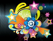 梦幻五角星花纹矢量图下载