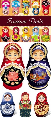 可爱俄罗斯娃娃矢量图下载