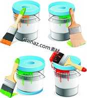 油漆罐刷子矢量素材