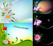 鲜花贺卡矢量下载