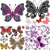 蝴蝶花纹插画矢量下载
