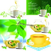 咖啡茶绿叶矢量素材下载