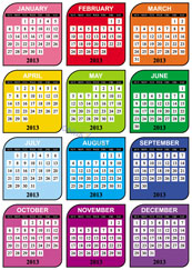 多彩方格日历矢量模板
