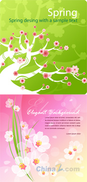 春季花卉背景矢量图