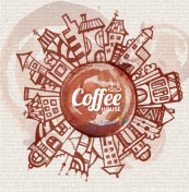 咖啡渍绘城市矢量设计