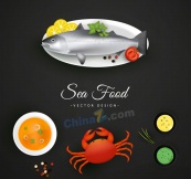海鲜食品矢量海报设计