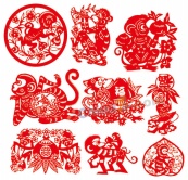 猴年传统艺术剪纸矢量素材