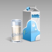 盒装牛奶和牛奶杯矢量素材