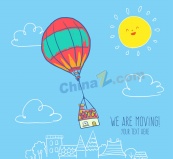 卡通热气球插画矢量素材
