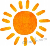 手绘夏日橙色太阳