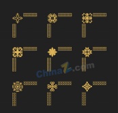 金色花型边角边框