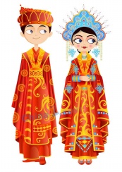 中国传统婚礼服饰矢量
