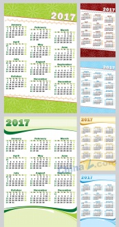 2017新年日历模板矢量图