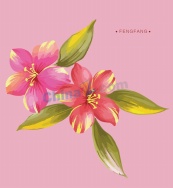 粉色手绘效果花朵矢量图