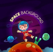 卡通探索太空的宇航员矢量素材