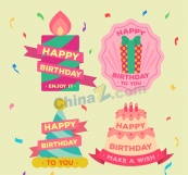 彩色生日标签矢量素材