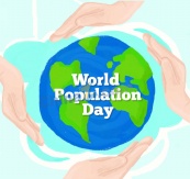 蓝色地球世界人口日贺卡矢量