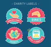 彩色慈善捐款标签矢量图