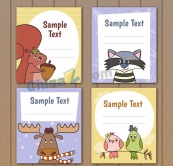 可爱动物留言卡片矢量素材