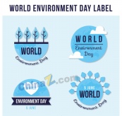 蓝色世界环境日标签矢量素材